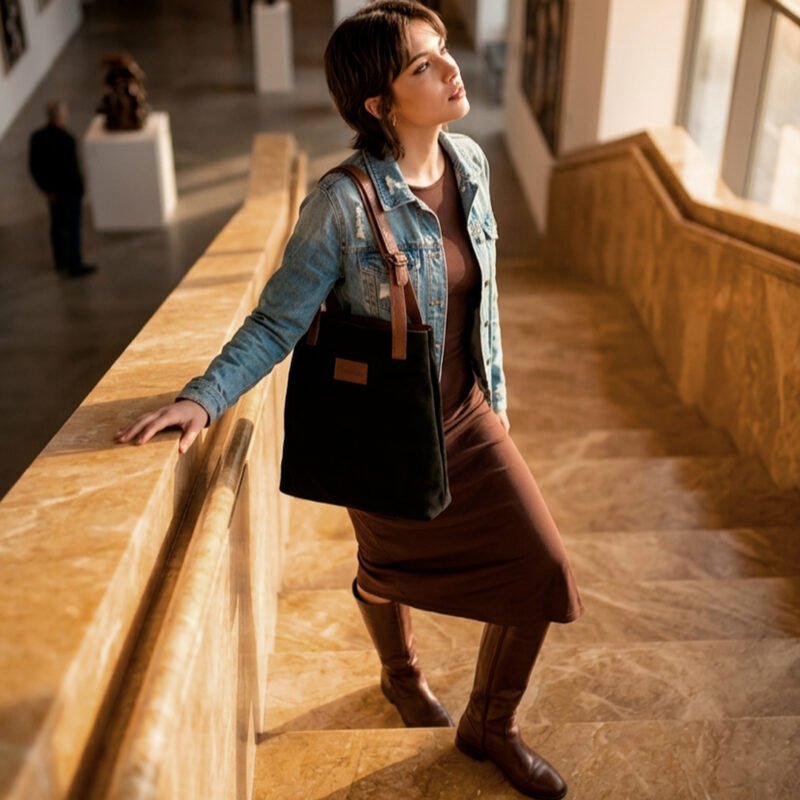 Tote Bag Pertutto (Negro y Almendra)