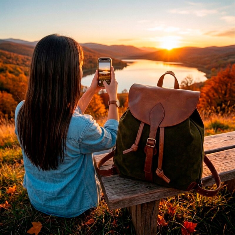 Mochila Barcelona - Verde y Almendra